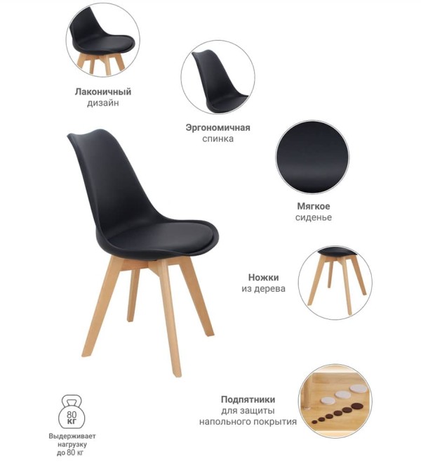 Комплект из 2-х стульев Eames Bon чёрный