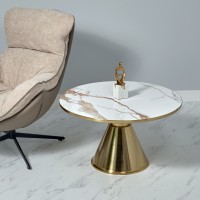 Кофейный столик Atlant диам.80см x 45см, золотой, металл, керамика