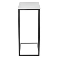 Придиванный столик Loft 50x30см, белый мрамор, чёрные ножки