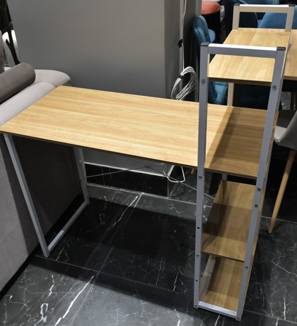 Стол письменный с полками Frame 100x45x110 см, светлое дерево, белый