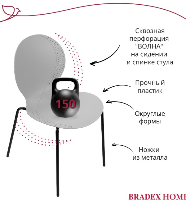 Стул Wave серый с черными ножками