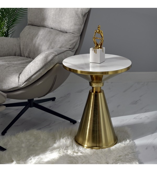 Кофейный столик Atlant диам.45см x 54см, золотой, металл, керамика