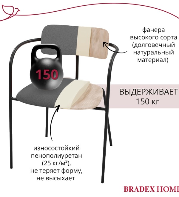 Стул Ant букле серый