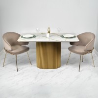 Стол Festa 140x85x77см, керамогранит Calacatte gold мрамор