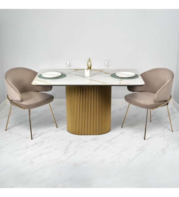 Стол Festa 140x85x77см, керамогранит Calacatte gold мрамор