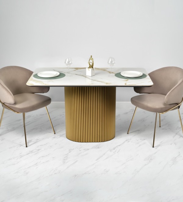 Стол Festa 140x85x77см, керамогранит Calacatte gold мрамор