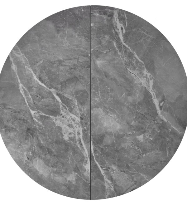 Стол Rudolf круглый раскладной 100-130x100x75см, серый керамогранит, черный