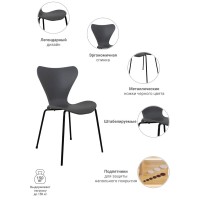 Стул Seven Style серый с чёрными ножками