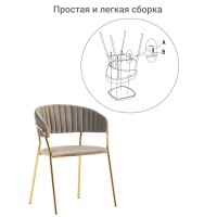 Стул Turin латте с золотыми ножками