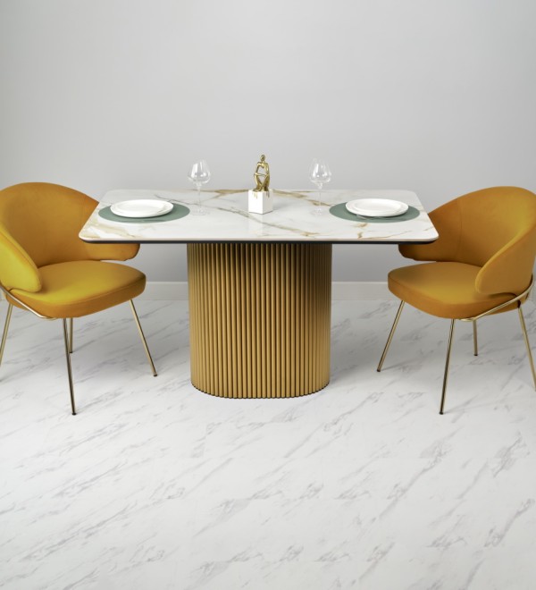 Стол Festa 140x85x77см, керамогранит Calacatte gold мрамор