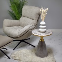 Кофейный столик Secret диам.40см x 54см, серый мрамор, металл, керамика