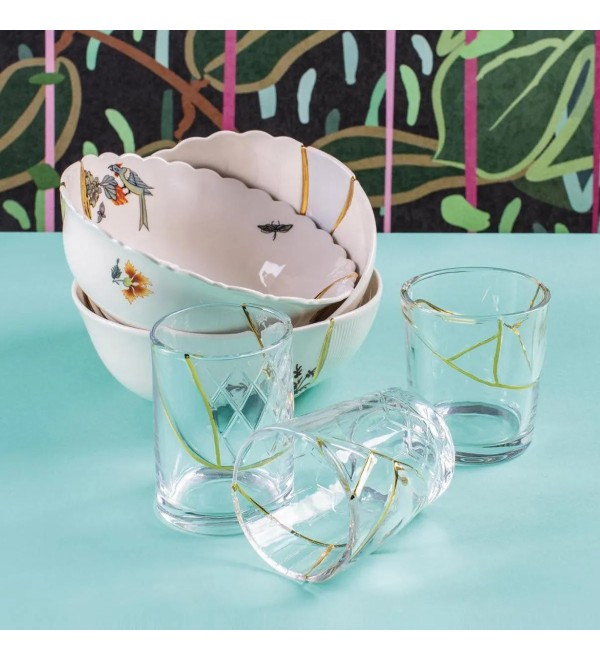 Салатник Seletti Kintsugi (белый, золотой)