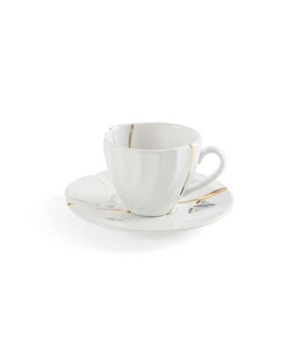 Кофейная пара Seletti Kintsugi (белый, золотой, арт. 09642)