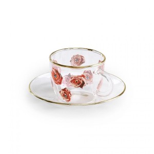 Кофейная пара Seletti Toiletpaper Glass Roses