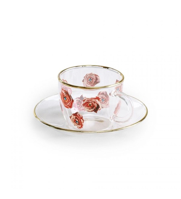 Кофейная пара Seletti Toiletpaper Glass Roses