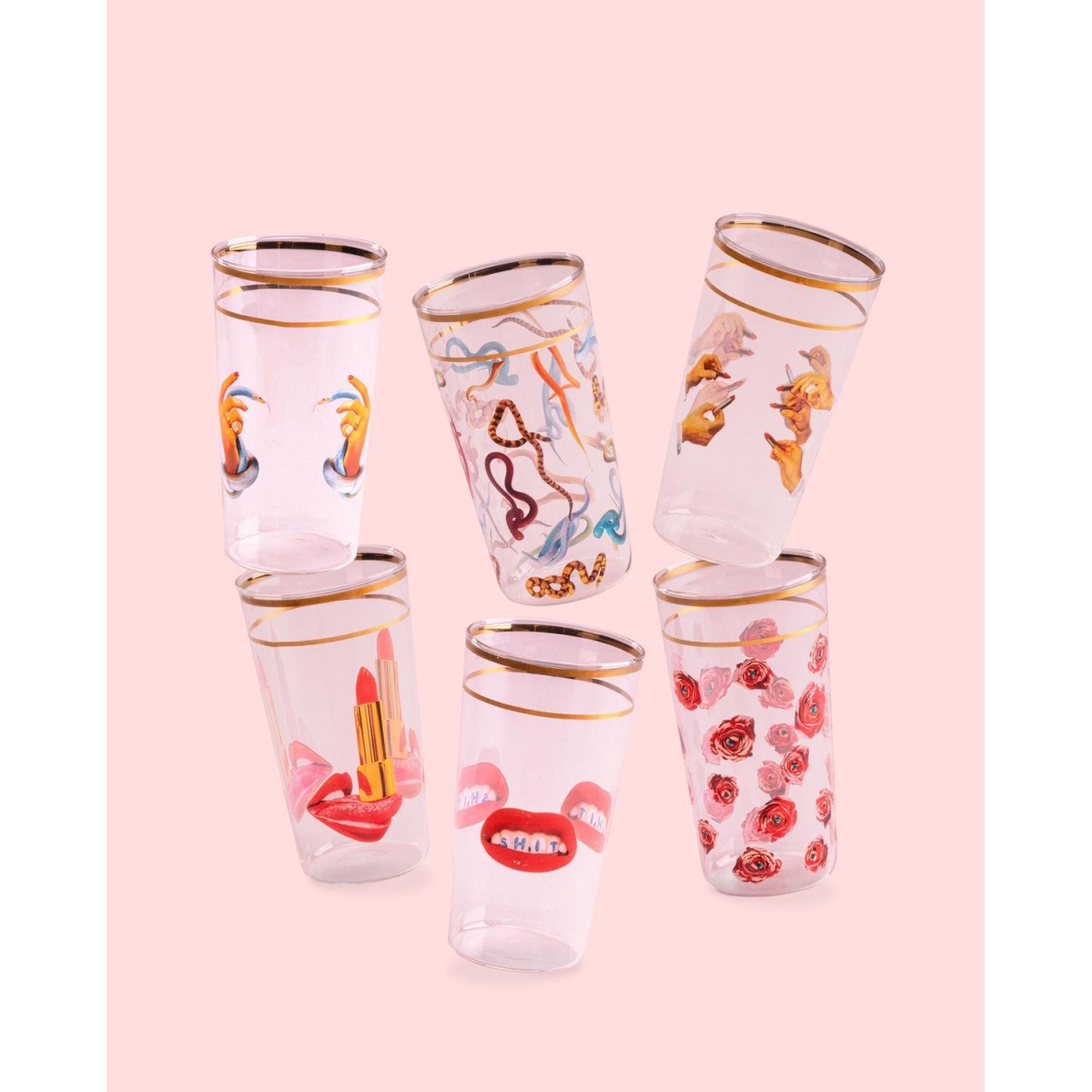 Стакан Seletti Toiletpaper Glass Shit (прозрачный, золотой)