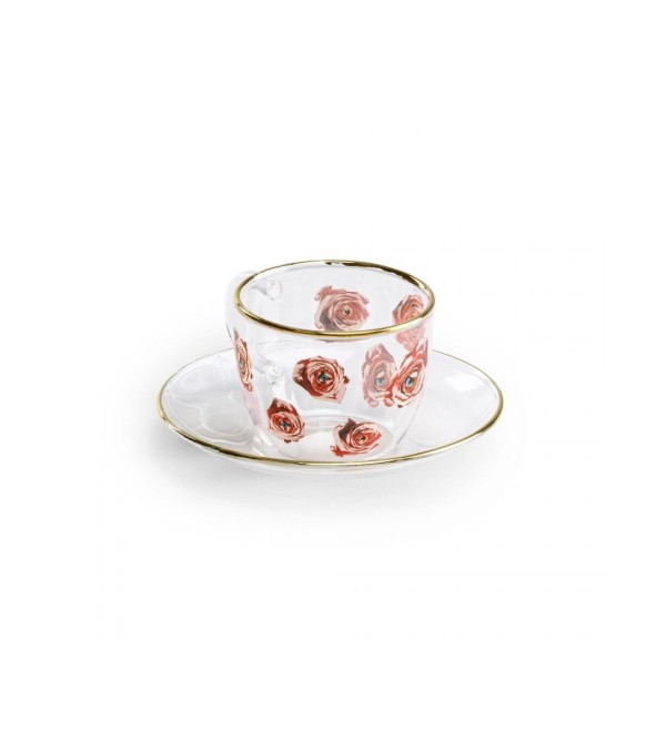 Кофейная пара Seletti Toiletpaper Glass Roses