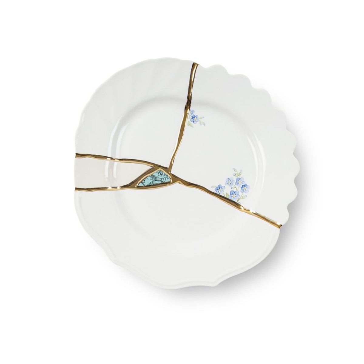 Десертная тарелка Seletti Kintsugi (белый, золотой, арт. 09603)