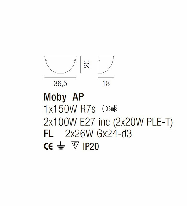 Настенный светильник Vistosi AP MOBY VE