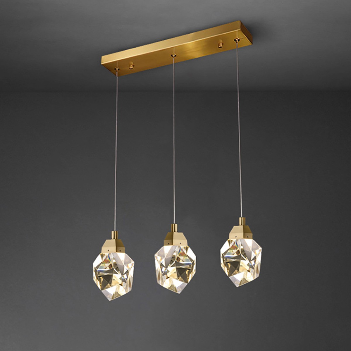 Подвесной светильник Delight Collection Crystal rock II 9701P/3L brass