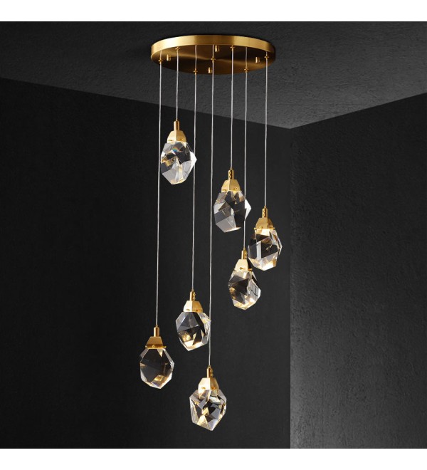 Подвесной светильник Delight Collection Crystal rock II 9701P/7R brass