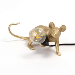 Настольная лампа Seletti Mouse Lamp Lyie Down Gold USB