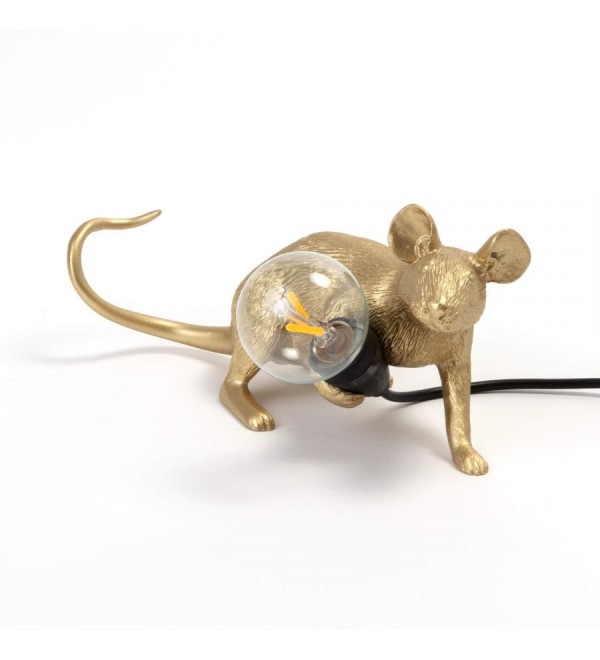 Настольная лампа Seletti Mouse Lamp Lyie Down Gold USB