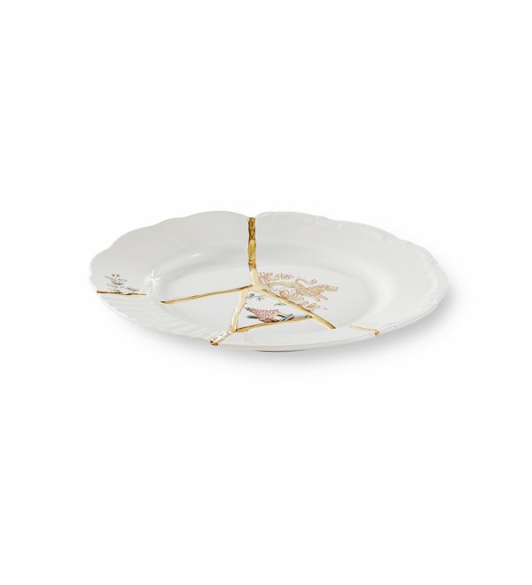 Десертная тарелка Seletti Kintsugi (белый, золотой, арт. 09602)