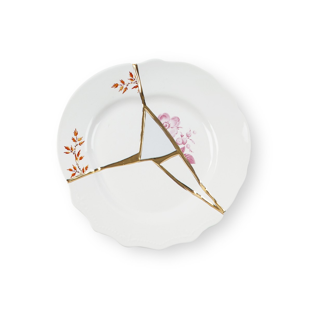 Десертная тарелка Seletti Kintsugi (белый, золотой)