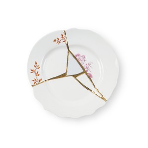 Десертная тарелка Seletti Kintsugi (белый, золотой)