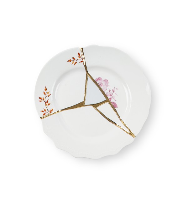Десертная тарелка Seletti Kintsugi (белый, золотой)