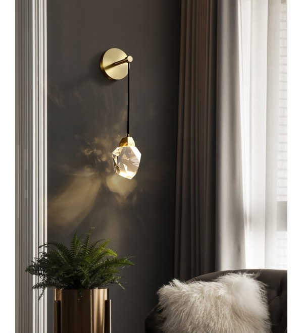 Настенный светильник Delight Collection Crystal rock II 9701W brass/clear