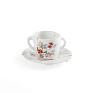 Кофейная пара Seletti Kintsugi (белый, золотой)