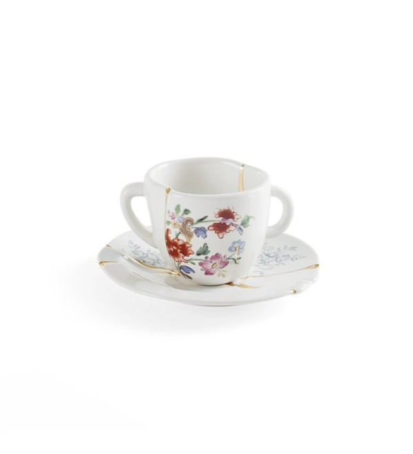 Кофейная пара Seletti Kintsugi (белый, золотой)