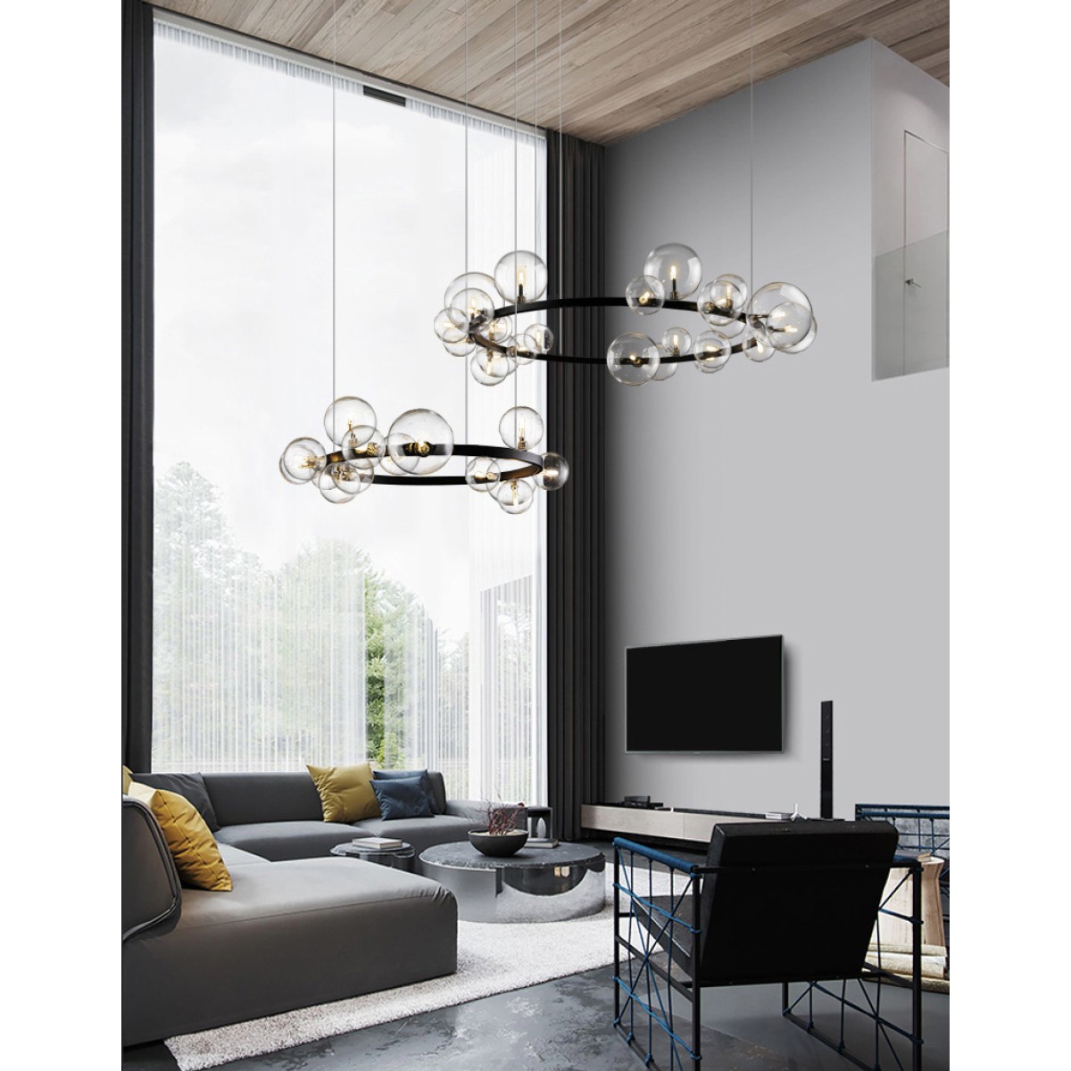 Люстра Delight Collection Art Deco Bubble KM1294P-24 black/clear
