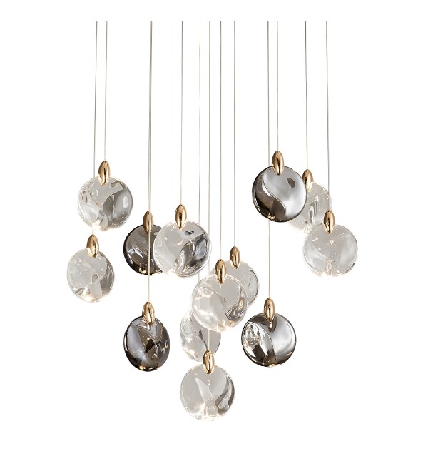Подвесной светильник Delight Collection OD2440-13 gold/clear+amber+grey