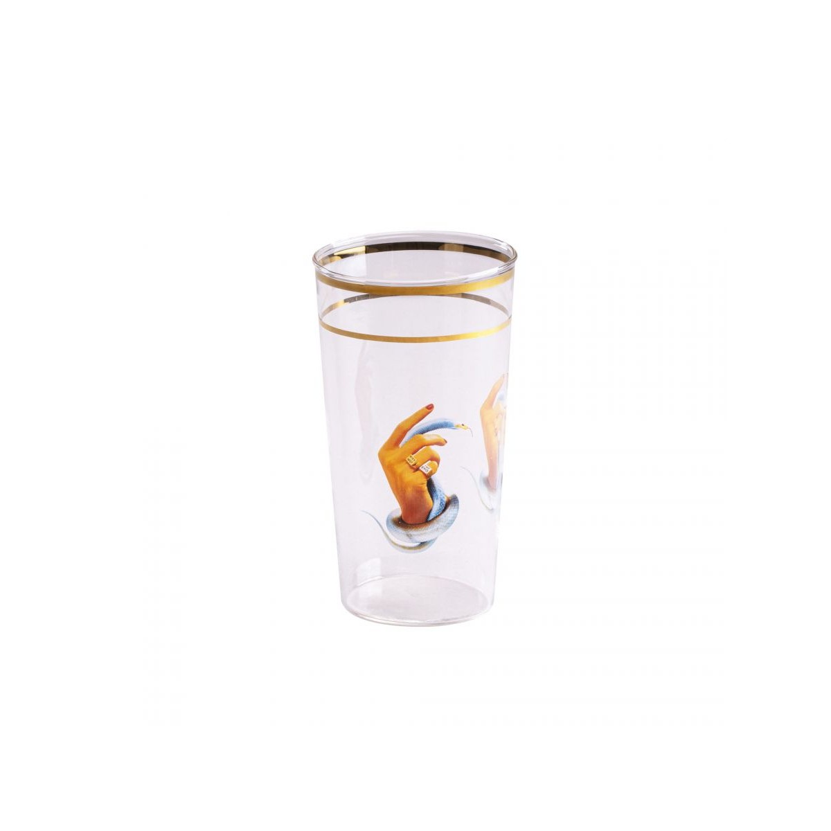 Стакан Seletti Toiletpaper Glass Hands with snakes (прозрачный, золотой)