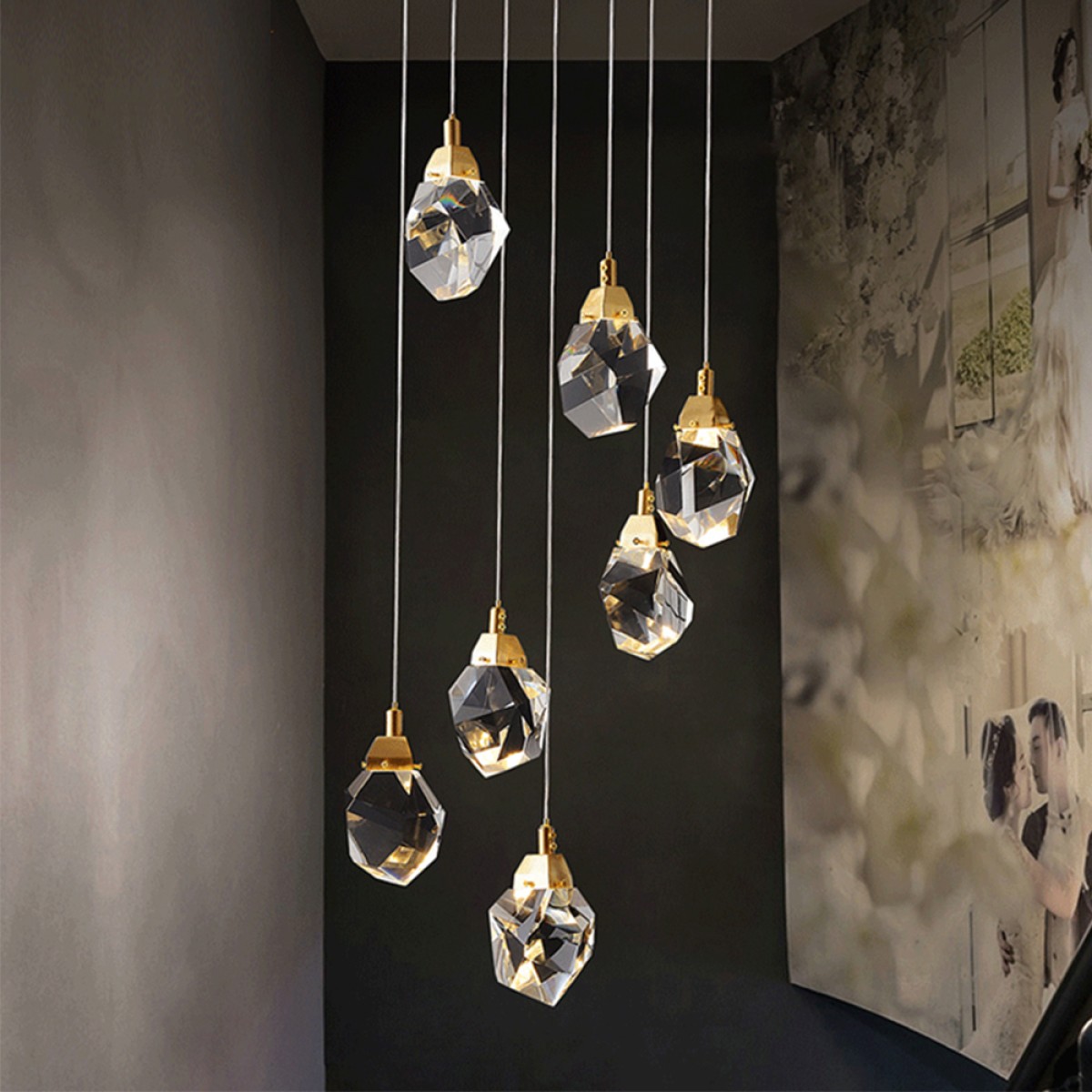 Подвесной светильник Delight Collection Crystal rock 7 gold