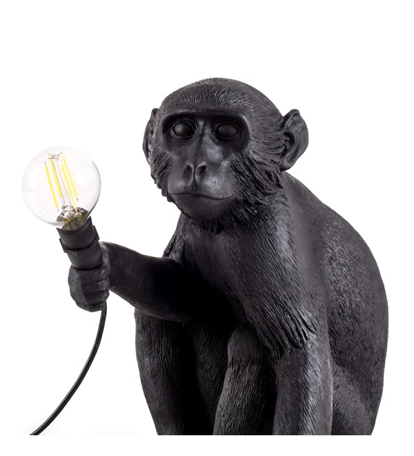 Настольная лампа Seletti Monkey Lamp Sitting (черный)