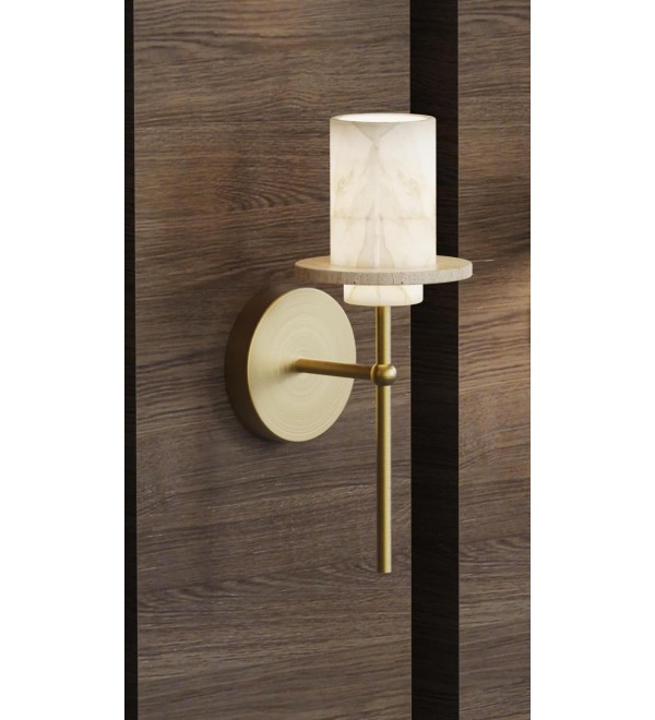 Настенный светильник Delight Collection 26533W Brass / White Alabaster / Travertine