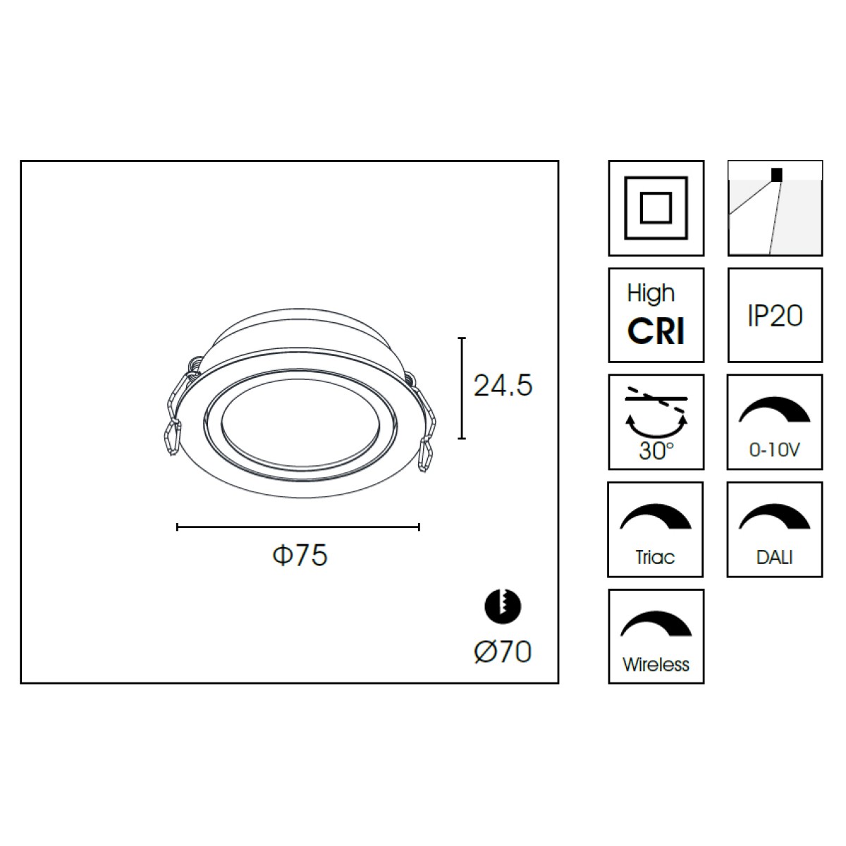 Встраиваемый светильник Delight Collection DA8303DR d.7.5