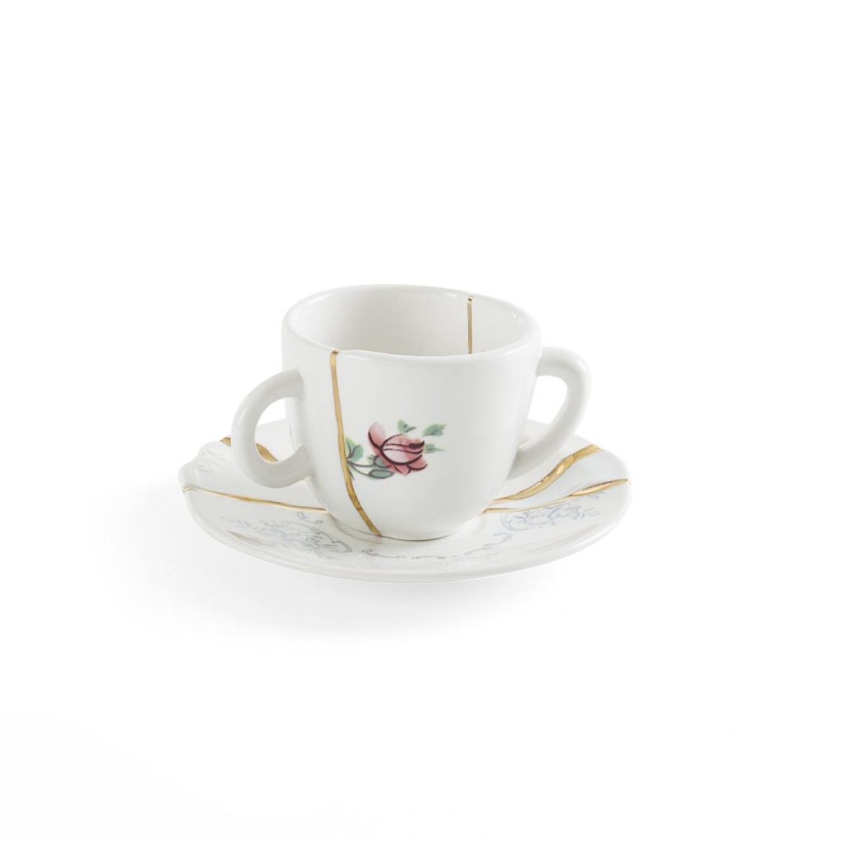 Кофейная пара Seletti Kintsugi (белый, золотой)