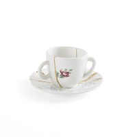Кофейная пара Seletti Kintsugi (белый, золотой)