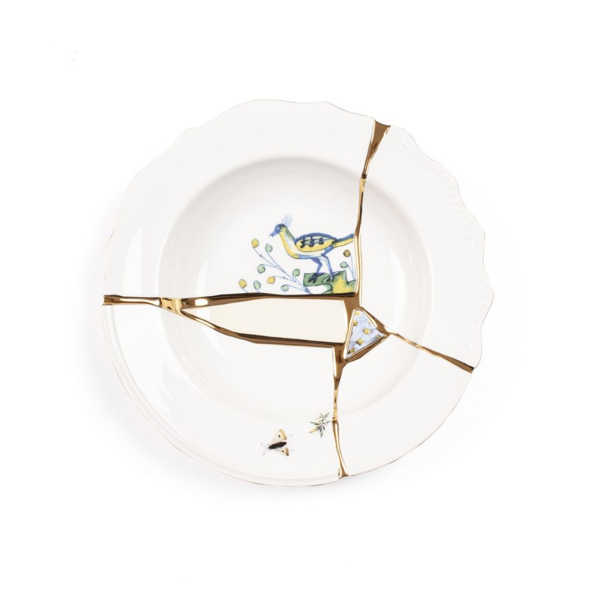 Глубокая тарелка Seletti Kintsugi (белый, золотой)