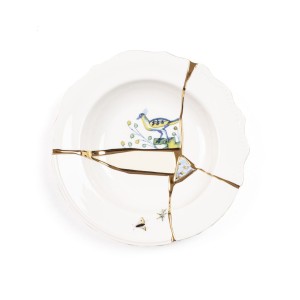 Глубокая тарелка Seletti Kintsugi (белый, золотой)