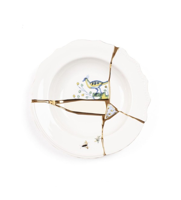 Глубокая тарелка Seletti Kintsugi (белый, золотой)