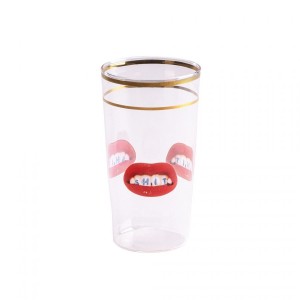 Стакан Seletti Toiletpaper Glass Shit (прозрачный, золотой)