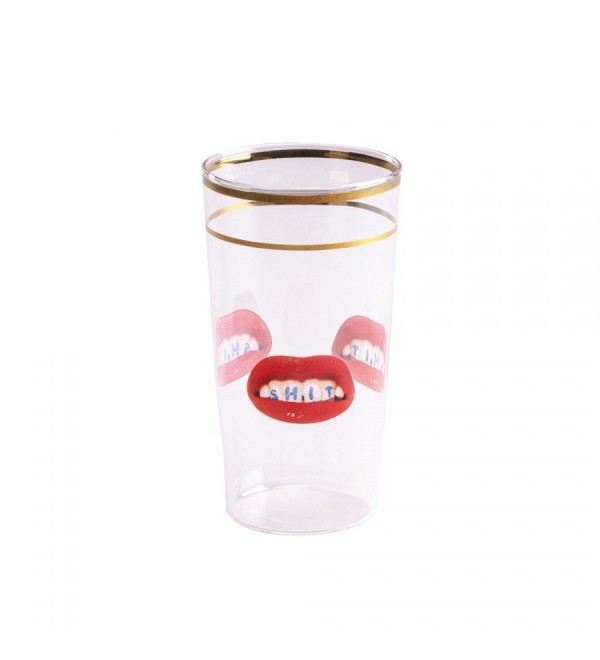 Стакан Seletti Toiletpaper Glass Shit (прозрачный, золотой)