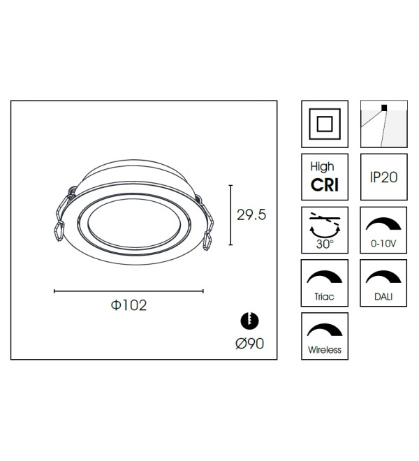 Встраиваемый светильник Delight Collection DA8304DR d.10.2