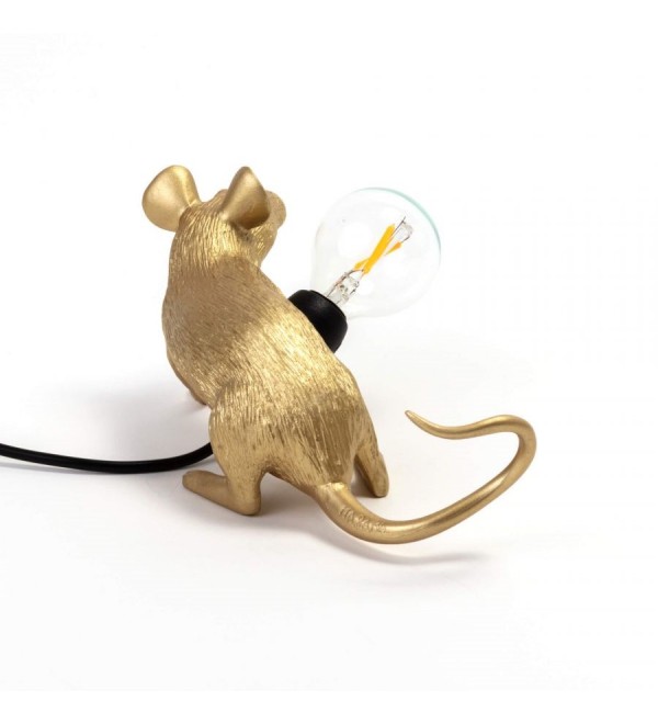 Настольная лампа Seletti Mouse Lamp Lyie Down Gold USB